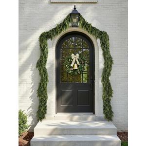 9ft Christmas Cedar Garland with Soft Thickness Pine, Artificial Green Faux Cedar Pine Garland for Mantle Fireplace Indoor Outdoor Holiday Party Home Decoration（2 Pcs）