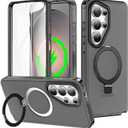 for Samsung Galaxy S26 Ultra Case with Magnetic Invisible Stand[Compatible with MagSafe] with Screen Protector Dual Layer Full Body Military Shockproof Translucent Phone Cover-Black