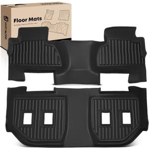 YHTAUTO Floor Mats Compatible with Chevrolet Suburban 2015-2020 GMC Yukon XL with Bucket Seats, TPE All Weather Car Mats Waterproof Anti-Slip Odorless Floor Liner 2nd & 3rd Row Liner
