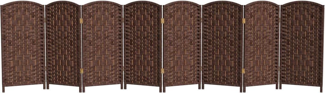 Red Lantern 3 ft. Short Diamond Weave Fiber Folding Screen - Dark Mocha - 8 Panel