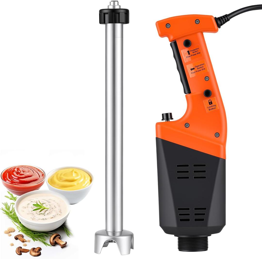 750W Commercial Immersion Blender Brushless DC Variable Speed Motor 12000 RPM Heavy Duty Hand Mixer 21" Removable Shaft 50 Gallon Large Capacity Pro Food Blender for High-Output Kitchens