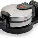 Toastmaster Round Rotating Waffle Maker by Select Brands - Belgian Waffle Maker with Non-Stick Plates - Waffle Iron Features Latching Handle & Power Indicator Light 