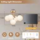 Bubble Glass Chandelier Sputnik Flush Mount Ceiling Light 5-Light Gold Flush Mount Ceiling Light Ball Milk Glass Sputnik Chandelier for Hallway Kithcen Dining Room Foyer Entrance Cloakroom Bathroom, 15.35inch