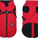 Norbi Dog Winter Jacket with Built-in Harness, Waterproof Windproof Cold Weather Coat for Small Medium Large Dogs, Warm Puffer Vest for Small Dogs Like Chihuahua, Dachshund, Yorkie(Red, M)