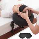PakWizz Massage Headrest for Bed, Adjustable Bed Massage Head Holder with Face Cradle, Portable Massage Table Headrest for Mattress 5''-18'', Face Down Pillow for Home & Bedside Use, Black