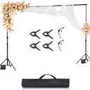 VEVOR Backdrop Stand, 10 x 10 ft Adjustable Photo Backdrop Stand Kit, Portable Background with 4 Crossbars, Heavy Duty Projector Screen , for Wedding, Photo Video Studio & Party