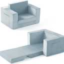 Kids Couch, 2-in-1 Toddler Chair Comfy 1-3 Years, Convertible Kids Chair, Toddler Couch That Fold Out, Kid Lounge Chairs for Boys and Girls, Soft Coral Fleece, Blue