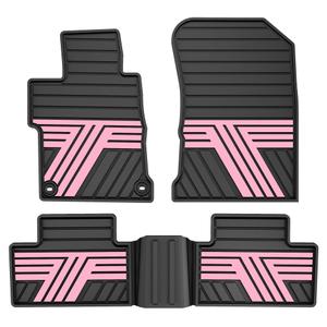 Floor Mats Fit for Honda HRV 2016 2017 2018 2019 2020 2021 2022, All Weather Custom Fit HR-V Rubber Floor Liner Accessories, 1st & 2nd Row, Black & Pink