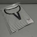 LilyCoco Women's Striped Shirt Short Sleeve Color Block Tops Notched Neck Summer Tee White Large (White, L)