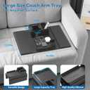 Couch Arm Cup Holder CLESOO Couch Arm Tray Anti-Slip Couch Cup Holder Silicone Sofa Armrest Tray Dual Side Pocket Couch Drink Holder Sofa Caddy Arm Remote Holder Snack Caddy with Phone Holder Black