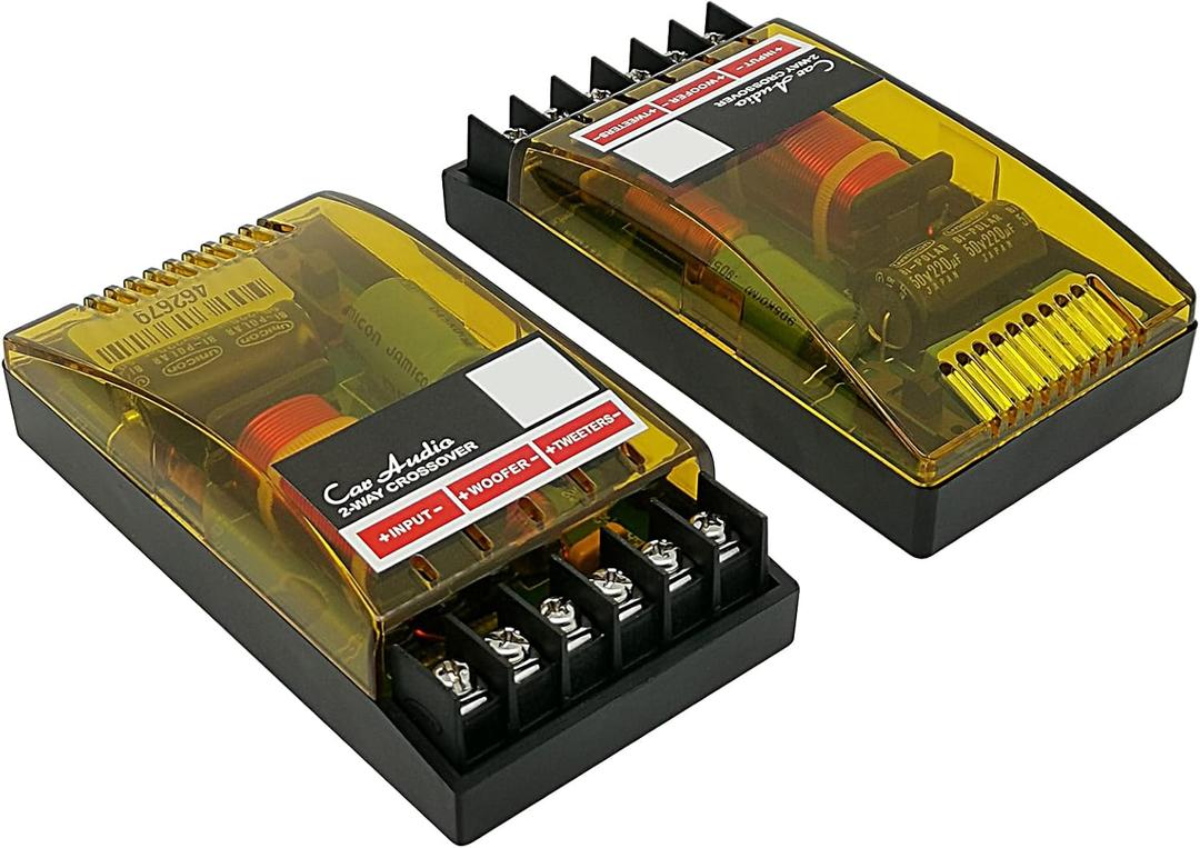HiQltyla 2 Way Speaker Crossover for Car Audio, WEAH 2002, 220 Watts 2/4 / 6 Ohm Passive Crossover for Car Audio Tweeter - 2 Pack