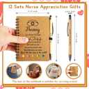 Resurhang 12 Sets/36 Pcs Nurse Week Appreciation Gifts Bulk Inspirational Spiral Notebook with Sticky Note, Ballpoint Pens and 17 oz Clear Glass Cup Thank You Gift for Medical Assistant Coworker