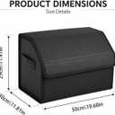 Car Trunk Organizer, Foldable Cargo Storage Box with Hook-and-Loop Lid, Suede & Faux Leather Trunk Organizer for SUV Sedan Truck, Adjustable Divider, Handles, Black, 19.7inches