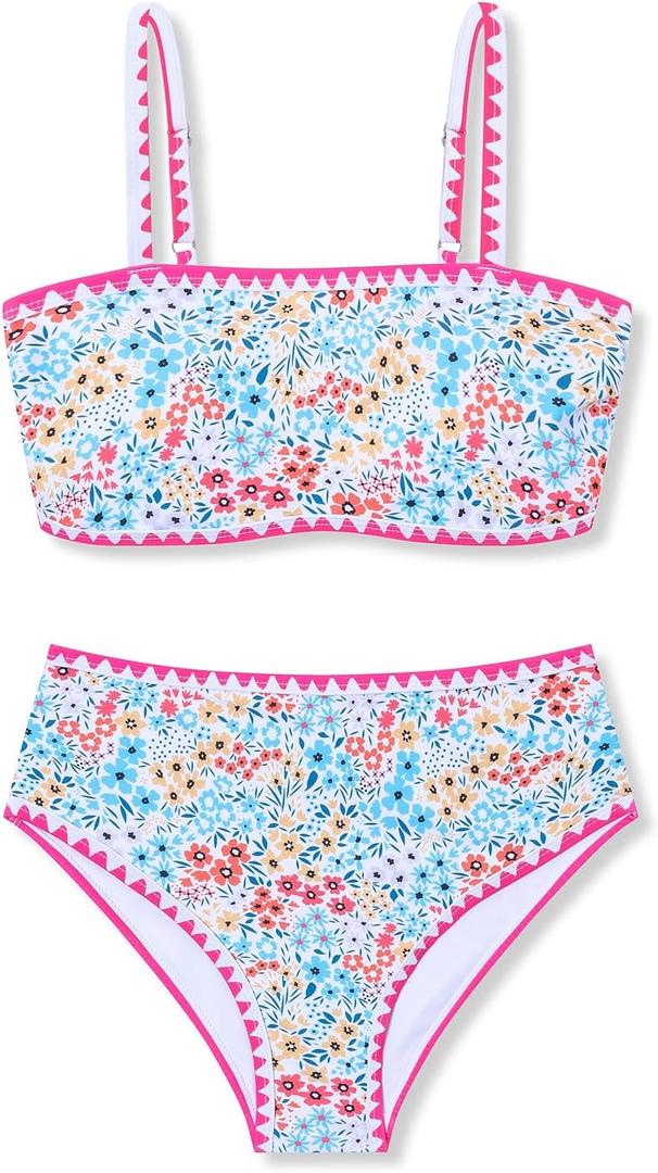 Girl Two Piece Swimsuits Adjustable Straps Bikini Sets with Chest Pad Size 9-16Y