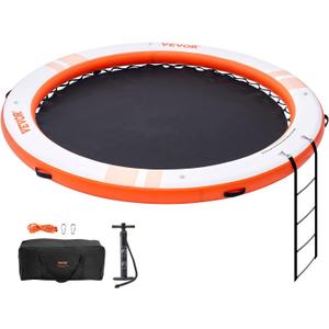 VEVOR Inflatable Floating Dock, Inflatable Dock Platform, Non-Slip Air Dock Platform with Portable Carrying Bag & Detachable Ladder, Floating Platform Island Raft for Pool Beach Ocean (8 FT(Circle Version))