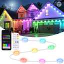 Brightever Permanent Outdoor Lights, 105FT Smart RGBIC Outdoor Christmas Light with 50 LED Eaves Lights, 90 Scene Modes, IP65 Waterproof Outdoors Decorations for House, Garden, APP/Remote Control