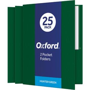 Oxford Two Pocket Folders, Textured Paper, Hunter Green, For School, Home, and Office, Letter Size, 25 Per Box (57556EE)