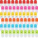 60 Pieces Pill Shaped Pens Retractable Ball Pens Cute Cartoon Pill Highlighter Pen Smiling Face Capsule Pen Nurses Mini Pharmacy Novelty Ballpoint Pen, 6 Colors