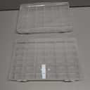 OUTUXED 2 Pack 36 Grids Clear Plastic Bead Organizer Box, Fishing Tackle Box Compartment Organizer with Adjustable Dividers for Jewelry, Art Craft, Bead Storage Containers with 5 Sheets Label Stickers