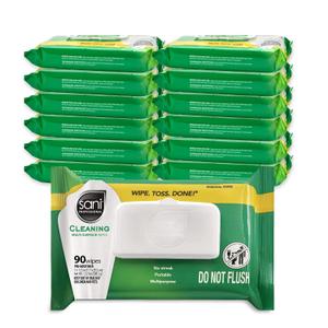 PDI Sani-Professional Cleaning Wipe, Multi-Surface, Fresh Scent, Degreasing, Non - Streak, For Kitchen, Restaurant Tables, Glass, Treated Wood, 90 Count, Pack of 12 (1080 Total Wipes)