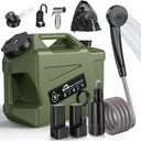 Portable Camping Shower with Water Jug, Electric Rechargeable Camping Shower, 5-Gallon Food Grade Water Containers, Outdoor Camp Pump for Hiking Beach, Travel, Pet Bath (2 Batteries)