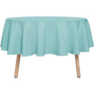 sancua Round Tablecloth - 60 Inch - Water Resistant Spill Proof Washable Polyester Table Cloth Decorative Fabric Table Cover for Dining Tables, Buffet Parties and Camping, Turquoise