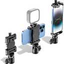 KDD Cell Phone Tripod Mount Adapter with Ball Head, 360° Rotating Phone Holder Stand for Tripod with Cold Shoe, Smartphone Clamp for iPhone 15 14 13