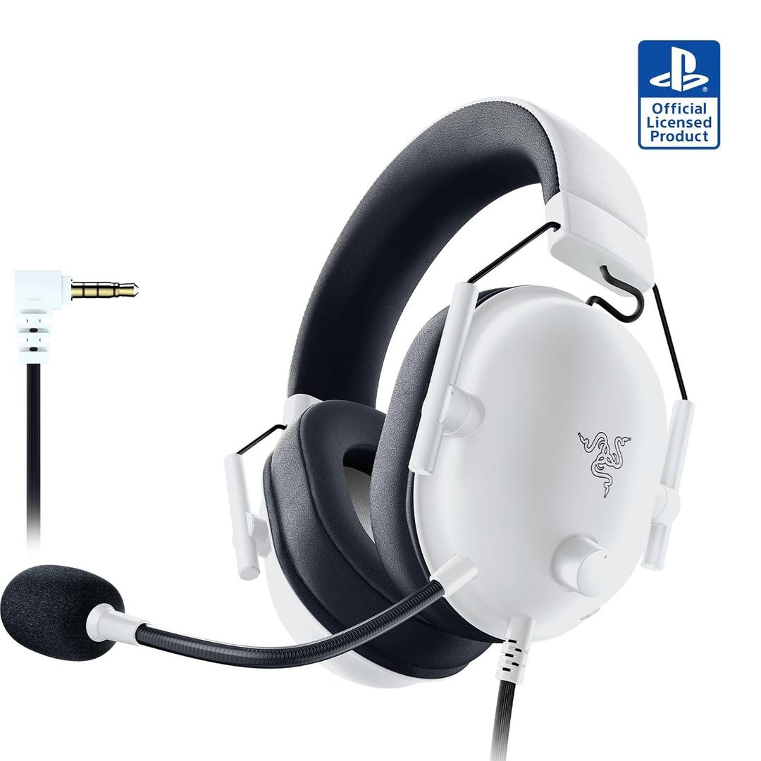 Razer BlackShark V2 X PlayStation Gaming Headset: 50mm Drivers - Cardioid Mic - Lightweight - Comfortable, Noise Isolating Earcups - for PS5, Xbox Series X, PC, Switch via 3.5 mm Audio Jack - White