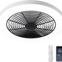 Orison Ceiling Fans with Lights, Low Profile Ceiling Fan with Lights and Remote, 6 Wind Speeds Smart Flush Mount Ceiling Fan for Bedroom, Kids Room and Living Room 19.7" (Black) (Black (Standard))