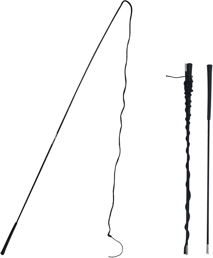 Lontcs Horse Lunge Whip for Training,5.9 Feet Long Stick with 6.3 Feet Drop, Detachable in 2 Sections  Equestrian Riding & Lunging Tool,Dressage Whips for Horses or Pig Accessories (Black)