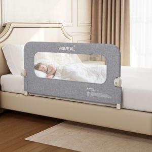HOMEAL Toddler Bed Rails - 47"x24" Foldable Baby Bed Rail Guard with U-Shape Base - Kids Guard for for Twin, Full, Queen, King Beds - Breathable Bed Rail for Baby, Grey, 1 Pack