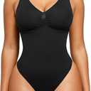 SHAPELLX Seamless Thong Bodysuit for Women Tummy Slimming Body Shaper Going Out Top, Large