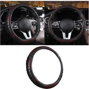 BELOMI Car Steering Wheel Cover, Breathable Leather Vehicle Steer Wheel Protective Guard with 3D Honeycomb Hole, Anti-Slip Steer Wheel Protector, Universal Automotive Accessories (Red) (Black/Red-2)