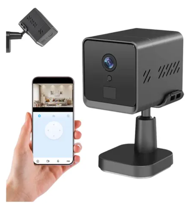 ndoor Security Camera, HD Wifi Camera, Bluetooth, Long Battery Life, Built-in Microphone, Motion Detector, Infrared, HD Night Vision, 360° Magnetic Rotating base (Android and iOS only)