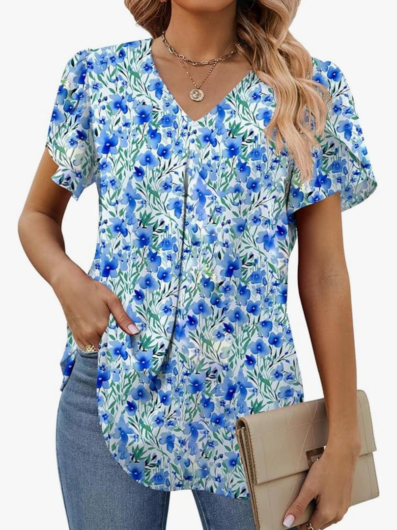 Alaster Queen Women’s 2025 Summer T Shirt Pleated Dress Short Sleeve Casual Swing Tunic Dress with Pockets Size 3XL