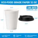 RACETOP 100 Pack 12 oz Disposable Paper Coffee Cups with Lids, Paper Cups with Lids 12 oz, Hot Cups for Home/Office (EXP 12/18/26)