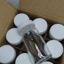 LANDNEOO 15 Pack 2 oz Glass Shot Bottles w/White Lids & 15 Labels - Small Clear Jar for Ginger, Wellness Shot, Juice, Sample, Whiskey - Travel Mini Bottles - Wide Mouth, Leakproof, Dishwasher Safe