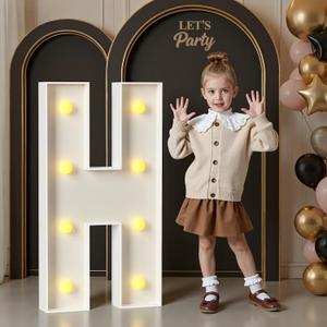 Marquee Letters 3 Feet Tall, 3FT Large Light up Letters H, Big Sign H with Warm White Light for Birthday HOCO Wedding Proposal Engagement Graduation Party Backdrop Decorations