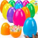 JOYIN 18 Pcs Large Easter Eggs, 6 Inches Jumbo Plastic Eggs Fillable for Easter Themed Hunt Colorful Basket Stuffers Fillers Filling Treats Party Favor Classroom Prize Supplies