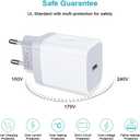 USB C Adapter, European Plug Adapter, 2-Pack Fast 20W Europe Travel Plug Power Adapter Type C Wall Chargers for iPhone 17 16 15 14 13 12 11 Pro Max XR XS X 8,Samsung Galaxy S25 A17,iPad,Google Pixel