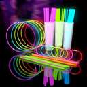 Glow Fever 209pcs Glow Sticks Bulk Party Pack includes 100 8" Glow Sticks and 109 Accessories, with bonus connectors for glow sphere and eye glasses, for Party Festivals Rave Halloween (Multi)
