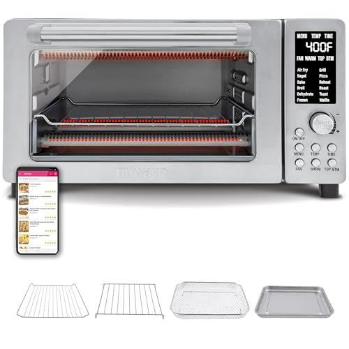 Nuwave Bravo 12-in-1 Air Fryer Toaster Oven Combo, Airfryer Convection Oven Countertop, 1800 Watts, 21-Qt Capacity, 50°-450°F Temp Controls, 65 Recipes & 4 Accessories, Silver- Stainless Steel