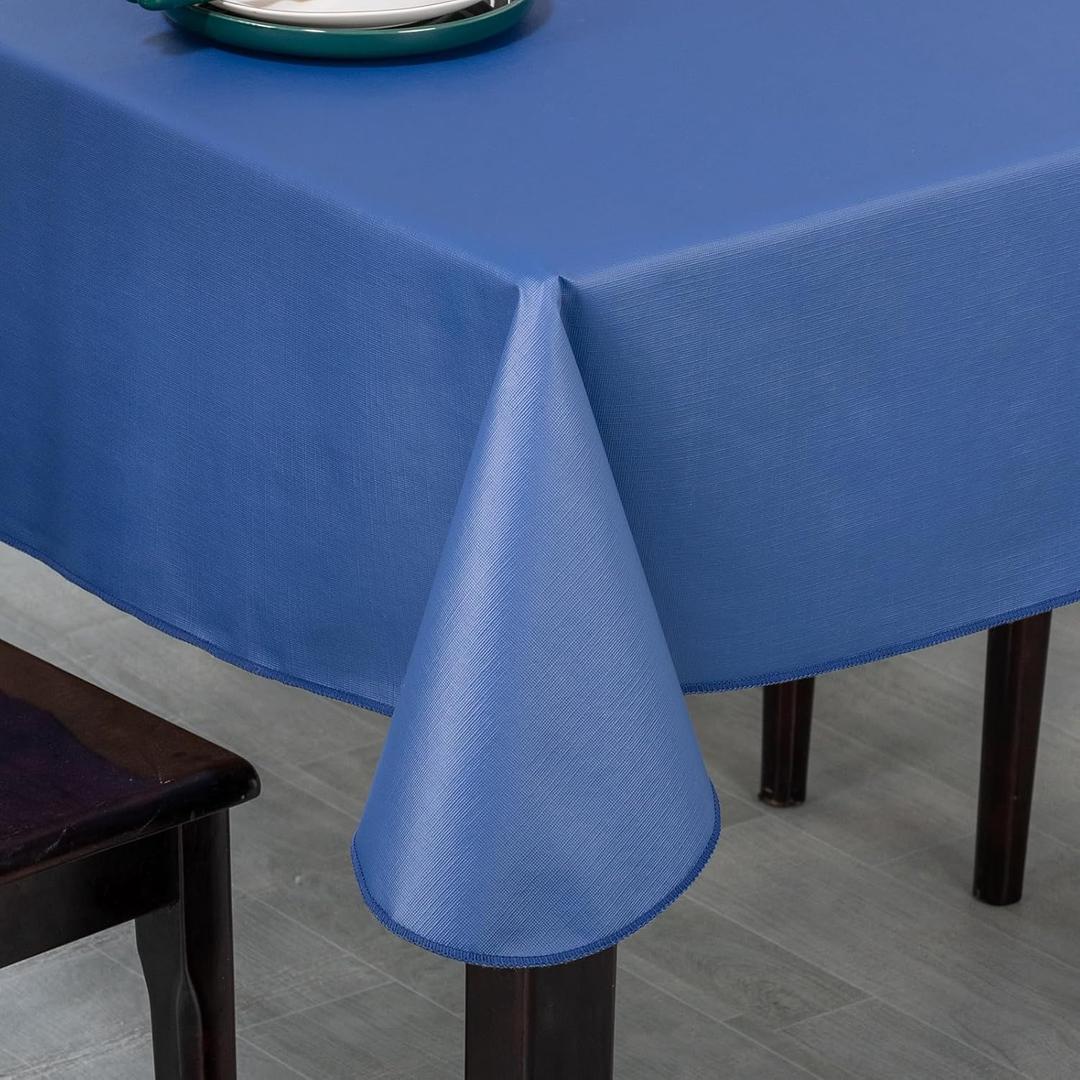 Elegant Rectangular Tablecloth, 100% Waterproof Vinyl, Solid Color Tablecloth, Modern Minimalist Style, Suitable for Dining/Gathering/Picnic/Kitchen Table Decoration(Dark Blue, 70"x52" Rectangular)