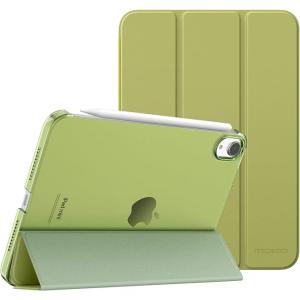 MoKo Case Fit New iPad Mini 6 2021 (6th Generation, 8.3-inch) - Slim Lightweight Hard Clear Back Shell Stand Cover with Translucent Frosted Back Protector, with Auto Wake/ Sleep, Wild Fern Green