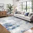 5x7 Area Rugs, Abstract Modern Ultra Soft Washable Rug, Non Slip Carpet with Rubber Back Stain Resistance Rugs for Living Room, Bedroom, Dining Room Decor(Blue & White)