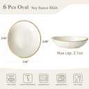 famiware Ocean Soy Sauce Dishes of 6, Oval Dipping Sauce Cups/Bowls/Dishes for Kitchen, 2.1oz Ceramic Small Bowls for Side Dish, Appetizers, Snacks, and Sushi, Dishwasher Safe, Vanilla White
