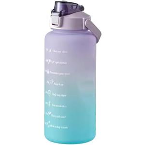 2L Large Capacity Sports Bottle with Time Marker, Outdoor PC Water Bottle, Travel Water Bottle, BPA Free, Easy to Carry (Size : 2000ml, Color : Purple-A-2000ml)