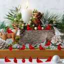 Wesiti 100 Pcs Christmas Mini Resin Red Cardinal Bird Figurines to Hide Tiny Cardinals Miniature Figurine Christmas Ornament for Gift Xmas Miniature Garden Craft Cake Topper Decoration (Elegant)