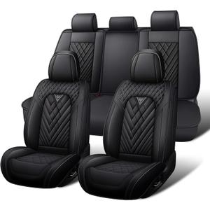 Car Seat Covers Full Set for Honda Pilot 2003-2026, Waterproof Nappa Leather Car Seat Cover, Full Coverage Car Seat Covers Sets(5 Seats/Black)