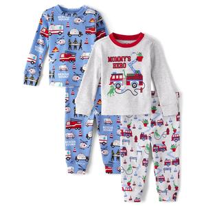 The Children's Place Baby Boys' and Toddler Long Sleeve Top and Pants Snug Fit 100% Cotton 4 Piece Pajama Set Size (12-18) months